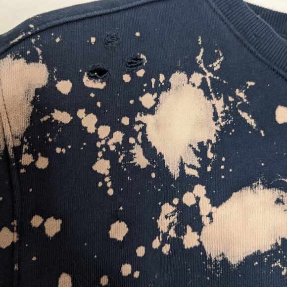 Blank NYC Navy Blue Bleached Distressed Croped Sweatshirt Size XS - Picture 5 of 7